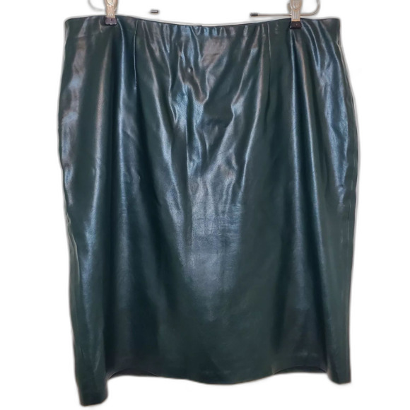 ELOQUII High Waist Faux Leather Plus Size Pencil Skirt Size 22 Green - Picture 2 of 5